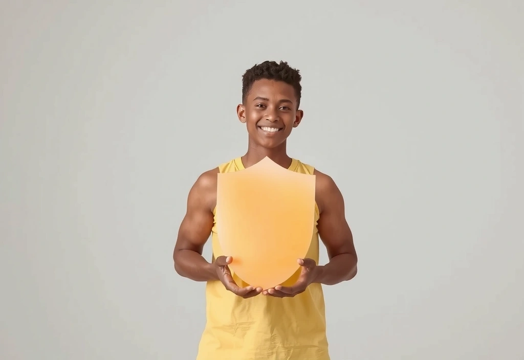 Persona con un escudo protector simbolizando el sistema inmune